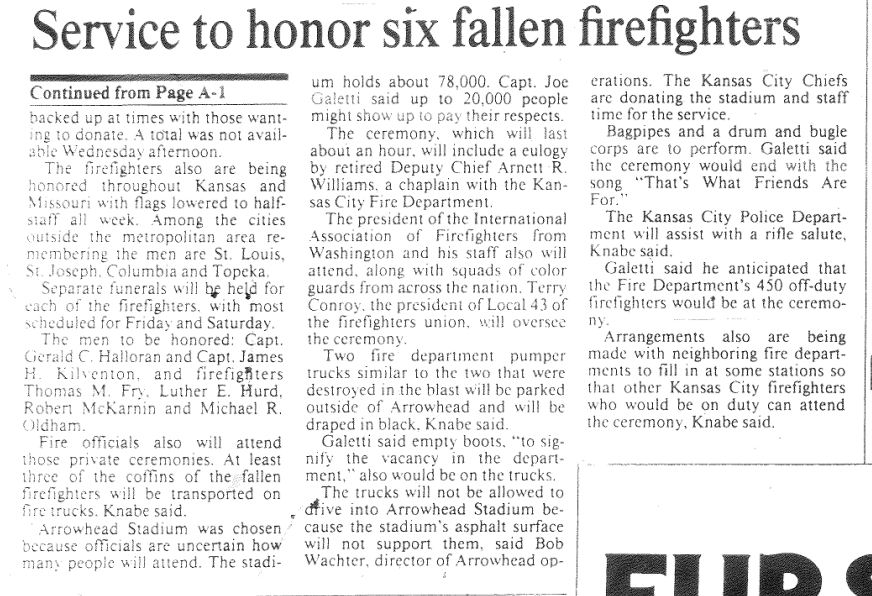 A Service for Six Fallen Firefighters